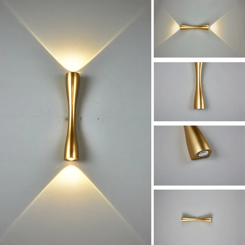 Outdoor Lighting Hardwired - مصباح جداري LED ذهبي بإضاءة علوية