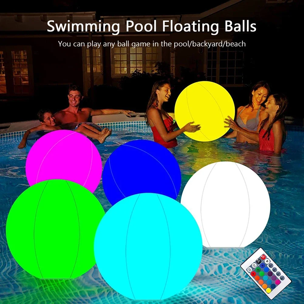Outdoor Lighting Around Pool - كرة شاطئ قابلة للنفخ بـ16 لونًا