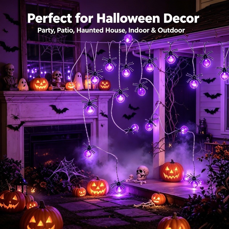 أضواء LED على شكل عنكبوت تعمل  - مراجعة Outdoor Lighting Decoration وسعره