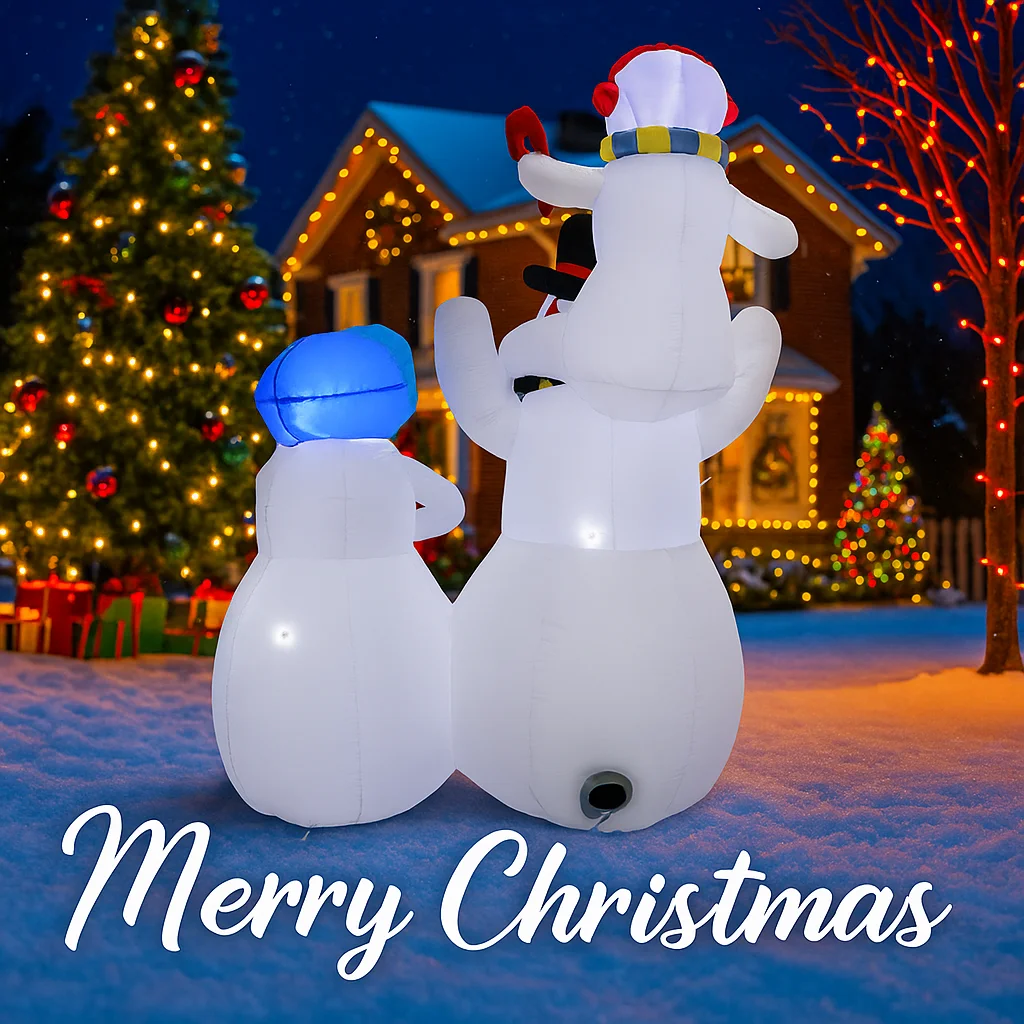 5.91FT لعبة قابلة للنفخ ثلج ال - مراجعة Xmas Outdoor Lighting Decorations وسعره