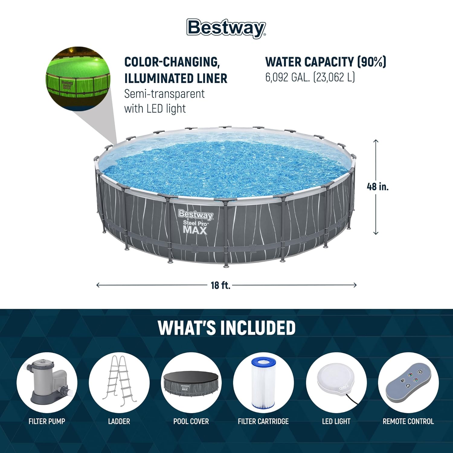 بركة سباحة فوق الأرض من ستيل ب - مراجعة Outdoor Lighting Around Pool وسعره
