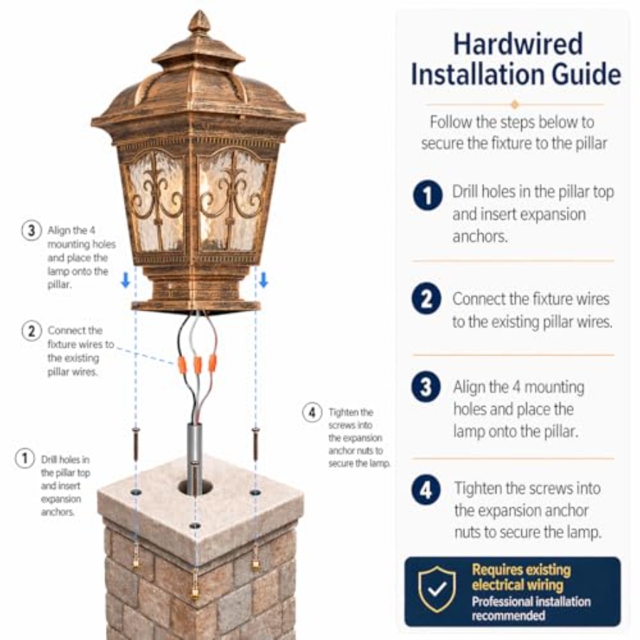 مصباح عمود خارجي بطول 17.72 بو - مراجعة Outdoor Lighting Hardwired وسعره