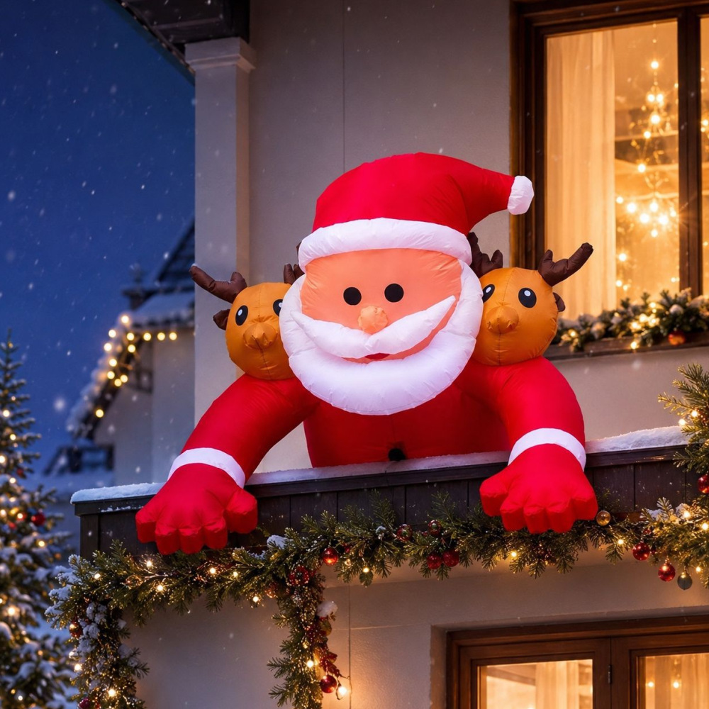 سانتا كلوز القابل للنفخ بطول 1 - مراجعة Xmas Outdoor Lighting Decorations وسعره