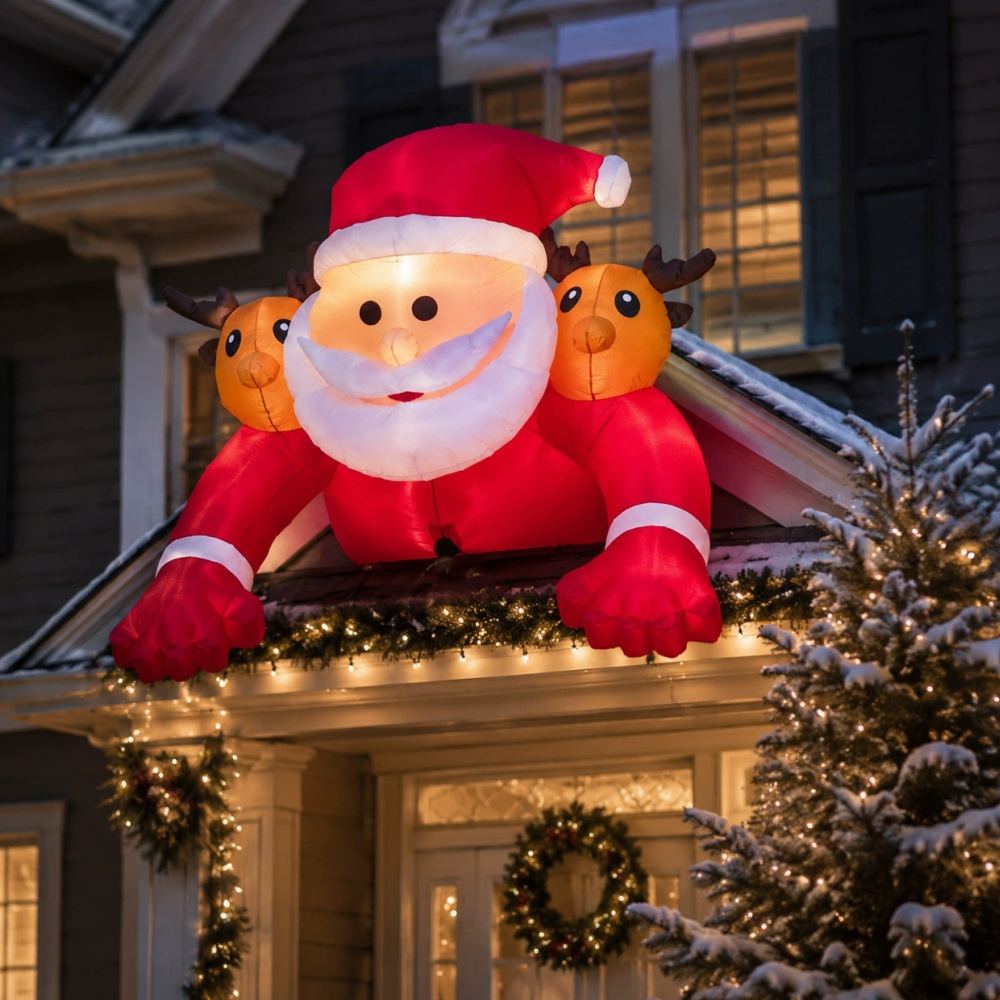سانتا كلوز القابل للنفخ بطول 1 - مراجعة Xmas Outdoor Lighting Decorations وسعره